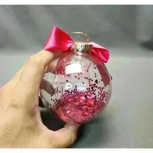 Christmas Ornament 3.5" Glass Ball - Charming Charlie White Christmas / Red Wine - Picture 3 of 6